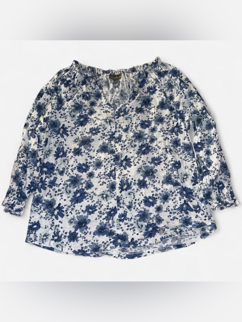 Style & Co. Blue and White Floral Tunic Top